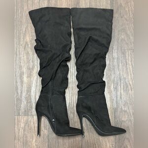 JustFab Black Over-The-Knee Stiletto Boots Size 9.5